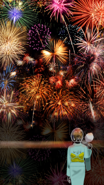 Fireworks with girl