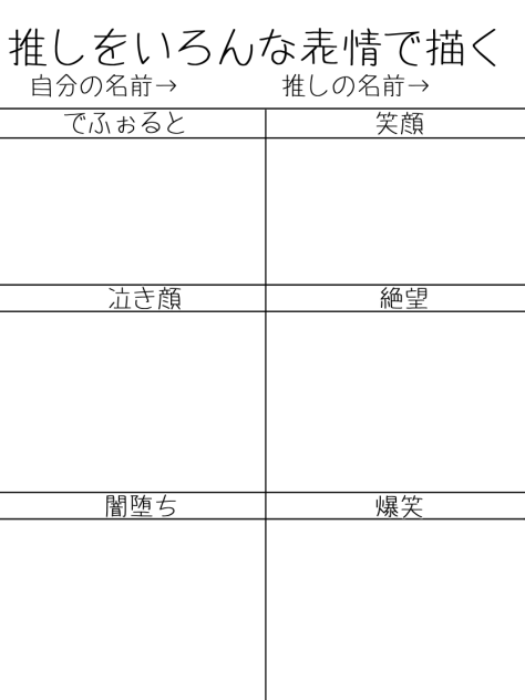 推しをいろんな表情で描くテンプレ