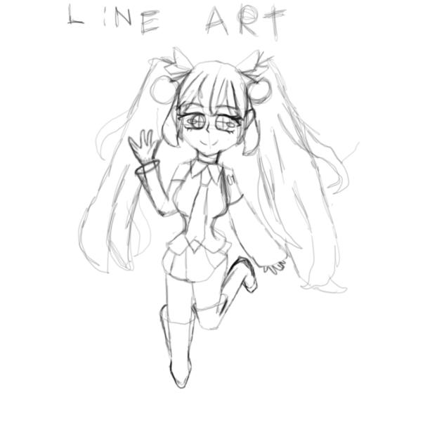 Cherry Blossom miku line art🌸🍒