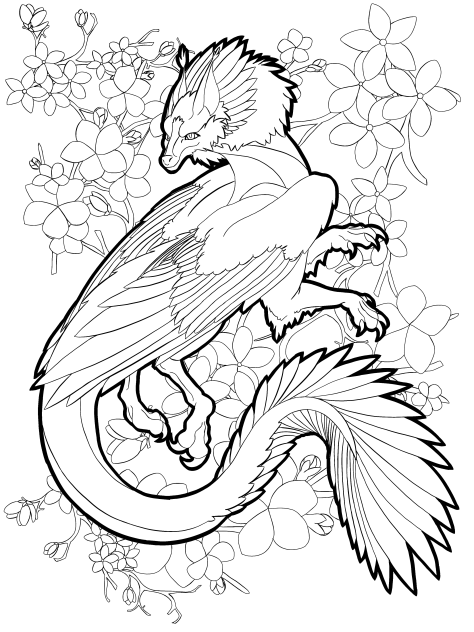 Feathery Dragon and Cherry Blossoms