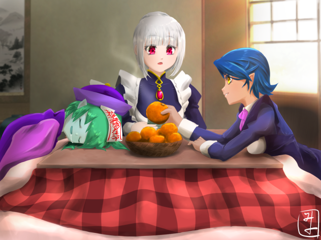 メイドさんとコタツと蜜柑