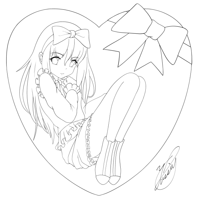 Valentine heart（線画）