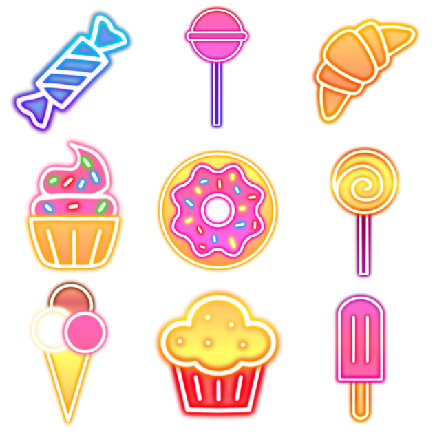 Sweets neon icons 1 b