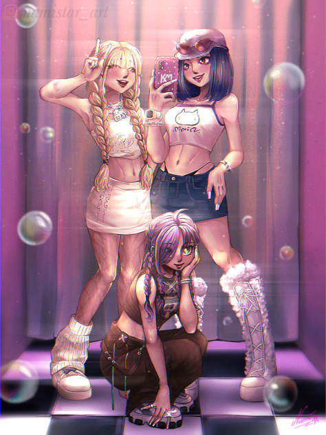 Girls with Y2K fashion