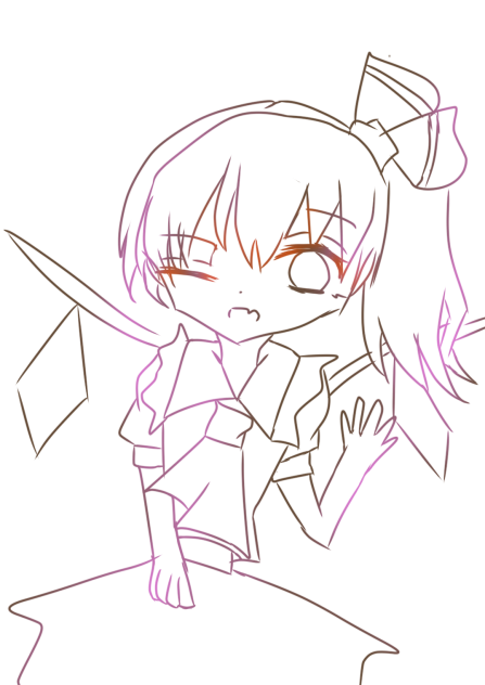 フランドール!うまく描けました!線画