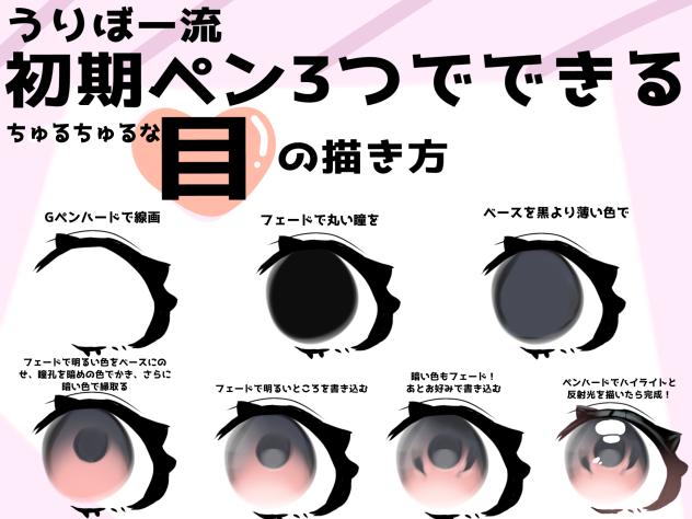 初期ペン3つでできるちゅるちゅるな目の描き方
