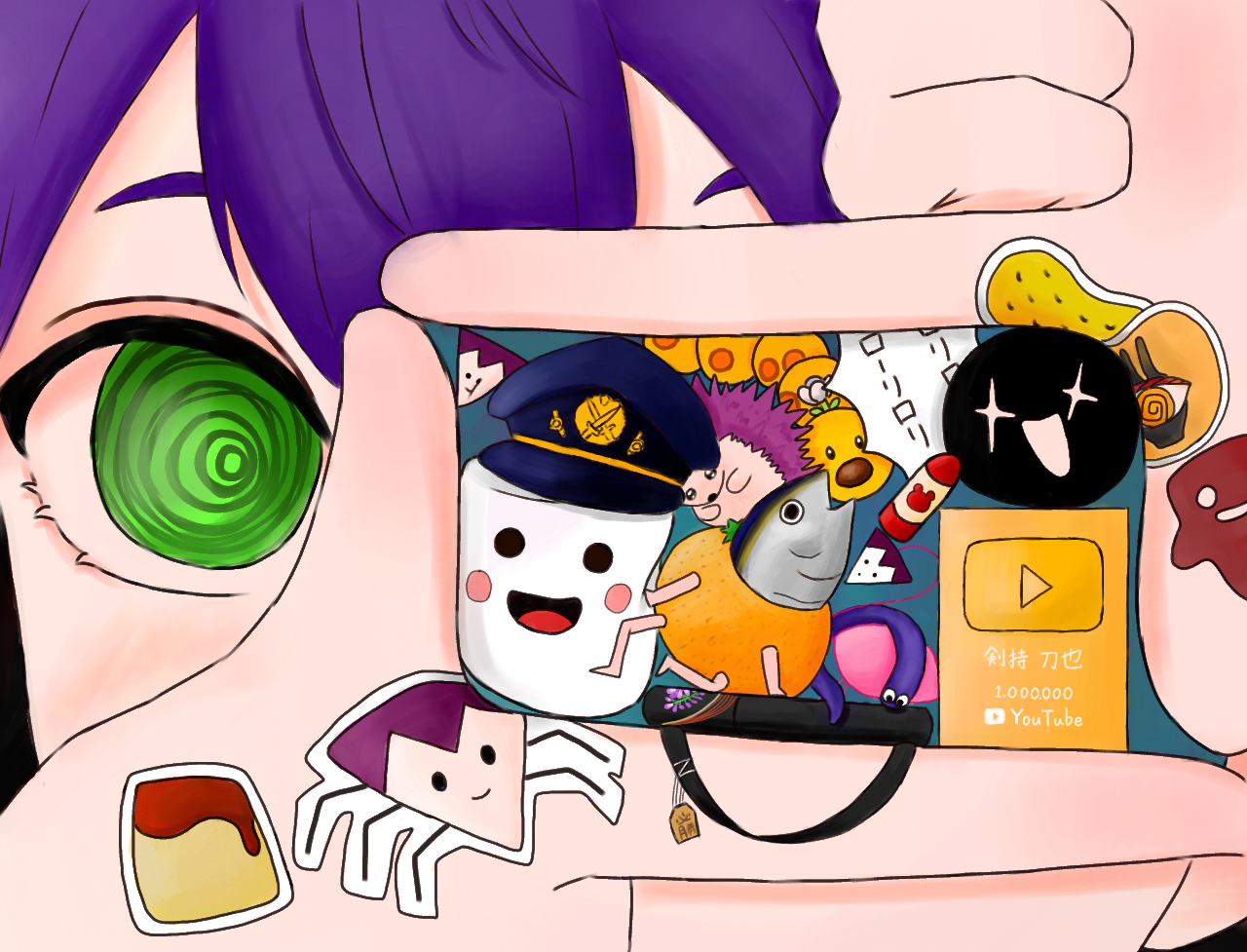 剣持刀也YouTube登録者100万人記念イラスト - ibisPaint