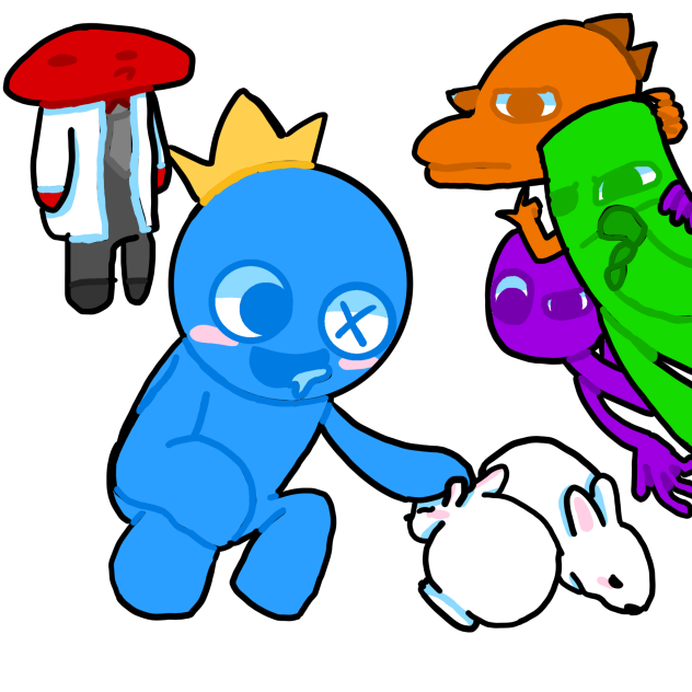 Rainbow friends and rabit