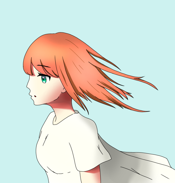 遠くを見つめる少女