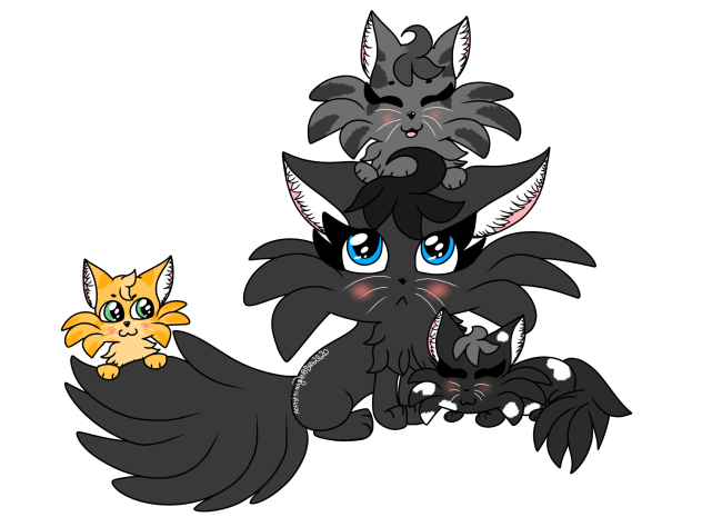 A Mother Cat And Her Kittens -