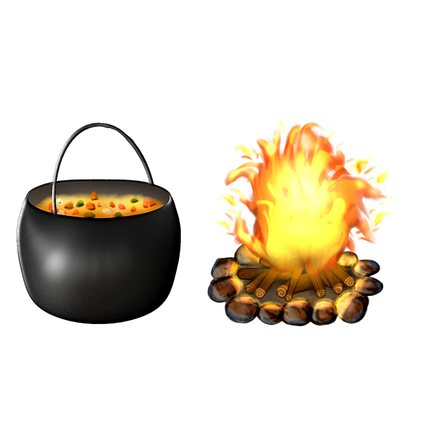 Pot and bonfire