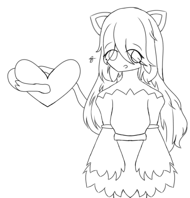 A Girl with Cat Ears Lineart