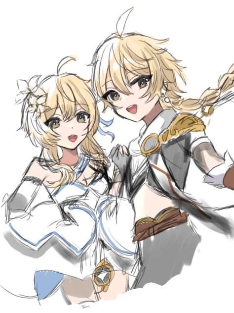 空くんと蛍ちゃん（ラフ）