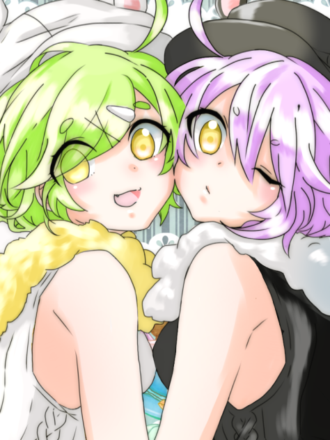 16-線画お借りして塗りました、双子ちゃん