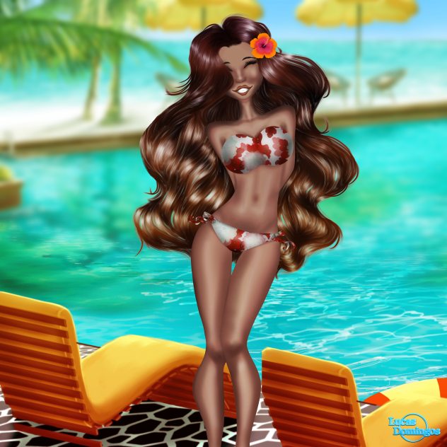 curtindo uma piscina.