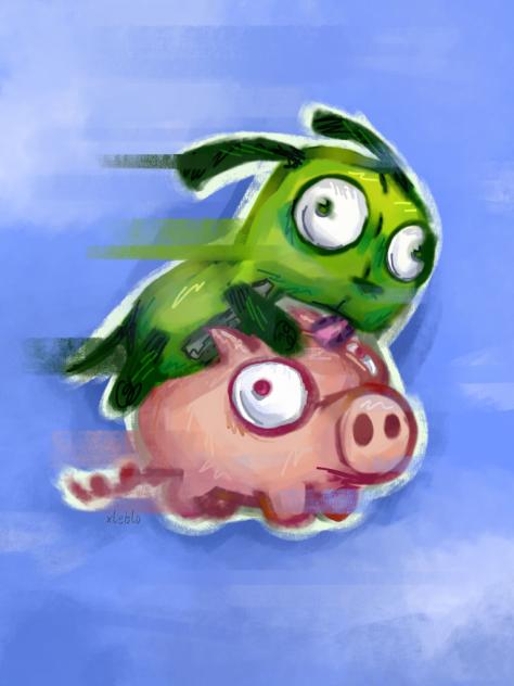 Gir Riding A Pig