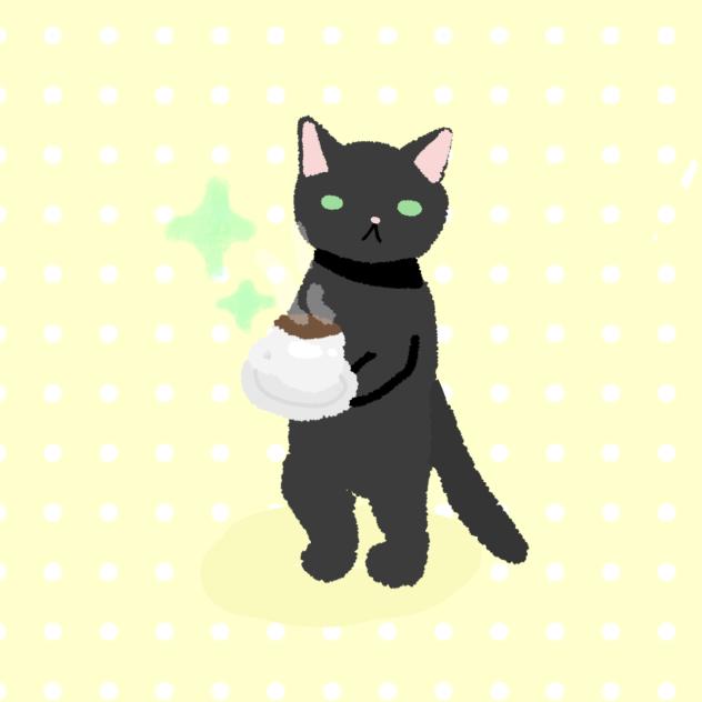 Gato con un café