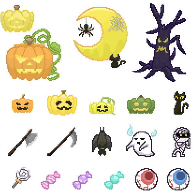 ハロウィン素材(ドット絵)