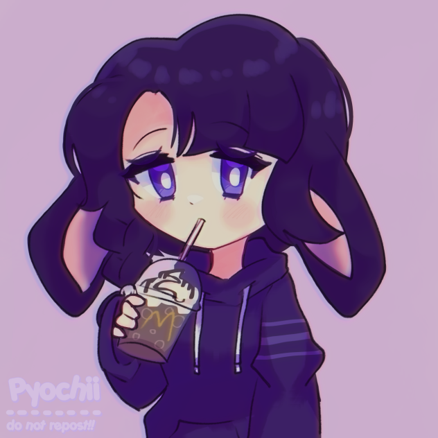 Maki drinking a McFloat - ibisPaint