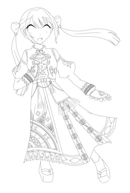 【絵】和歌、神秘的なキャラクターの線画アート 光線歌こはね 線画！ - ibisPaint