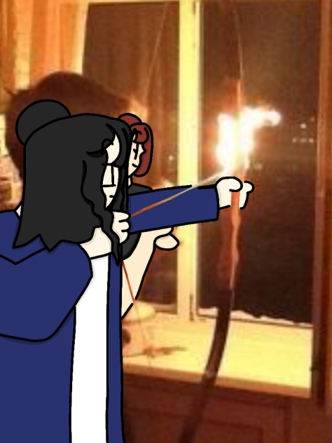 Milo teaching Kai how to shoot