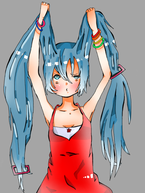 初音ミクは、彼女の髪の色を手配します