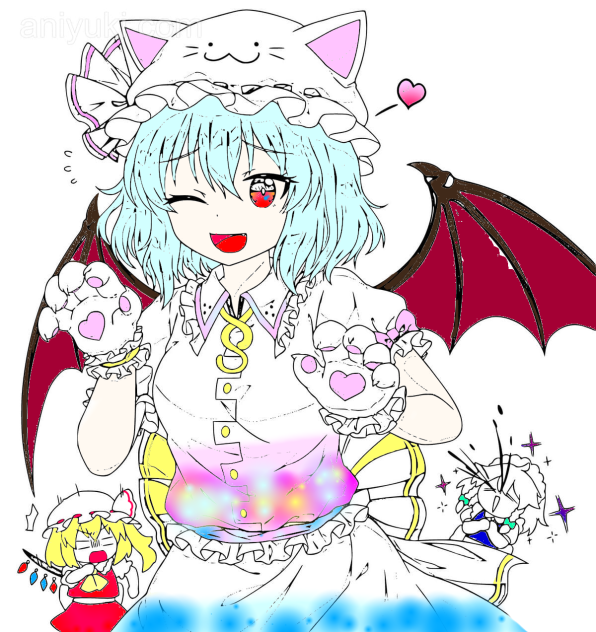 レミリア・スカーレットぬりえ(フリー線画)猫