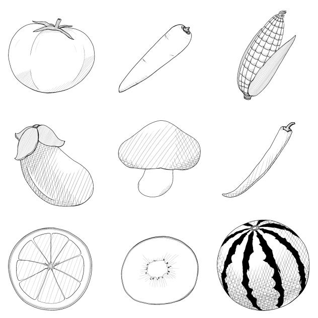 野菜と果物のスタンプ