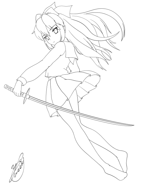 Bewitched sword girl（線画）