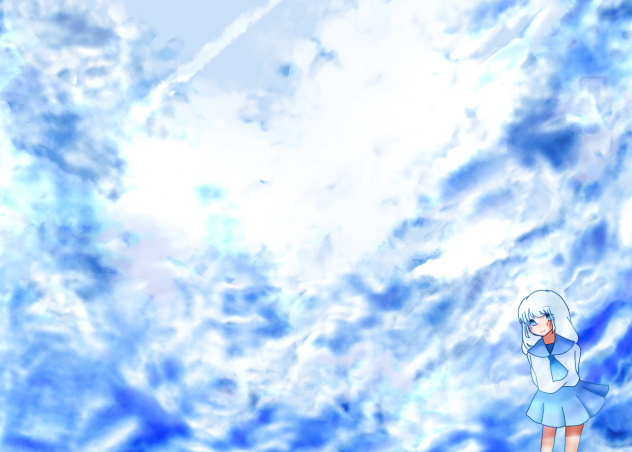 風光る空、水縹の少女