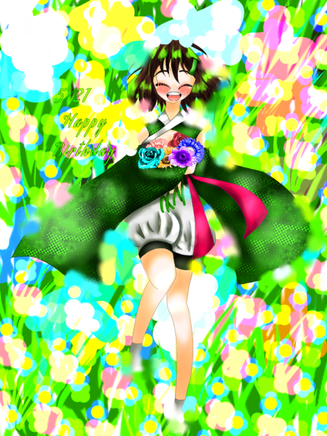 緑色誕生日イラスト