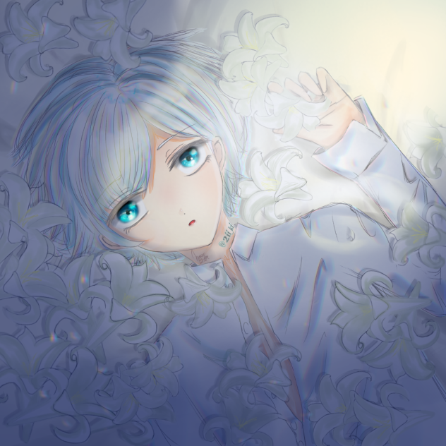 花に埋もれる