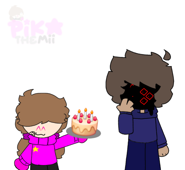 pika giving evad a cake