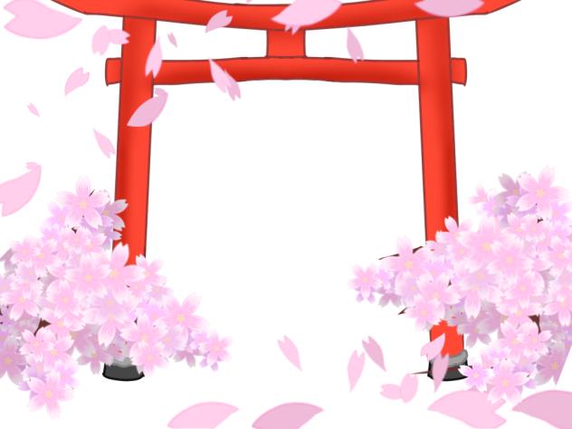 鳥居と桜