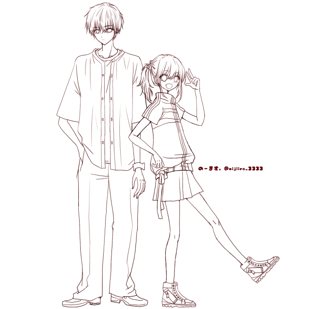 みっきー＆みにー(線画)