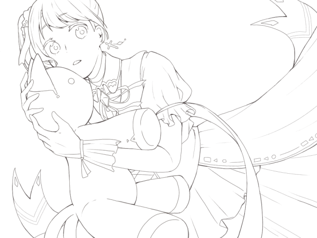 月下のお姫様　線画