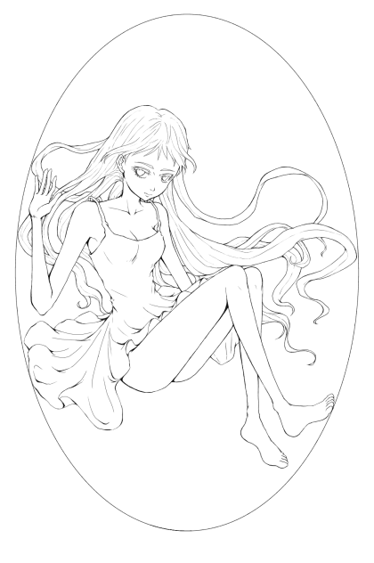 【線画】アクアリウム (人だけver.)