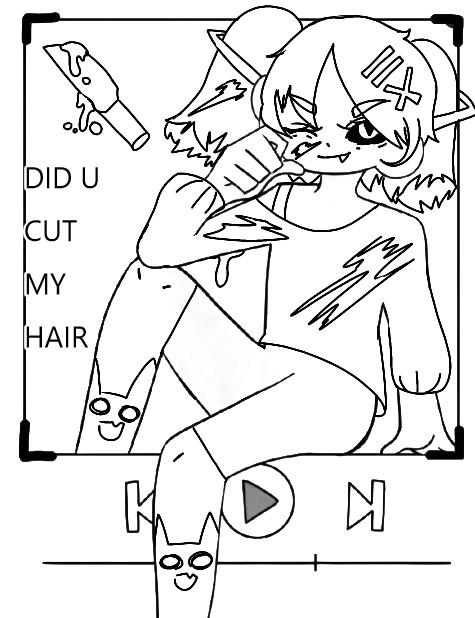 WHO CUT MIKU HAIR✂️line art