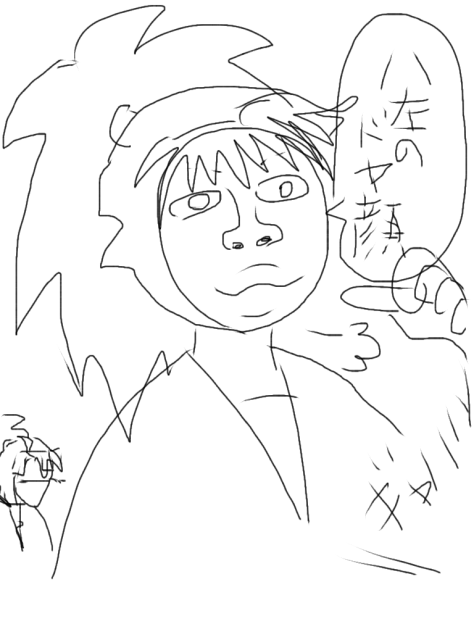 友達が指で描いた