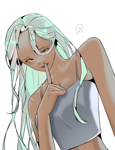 민트색 머리에 여자 캐릭터🩵🥰💚