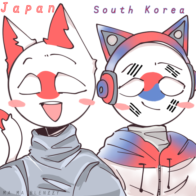 Countryhumans Japan & South Korea