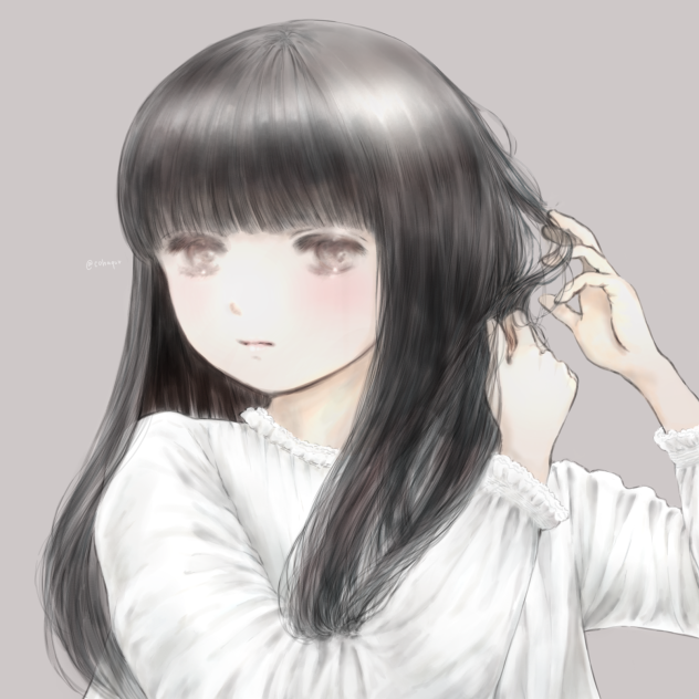 寝癖を不機嫌に直す女の子。
