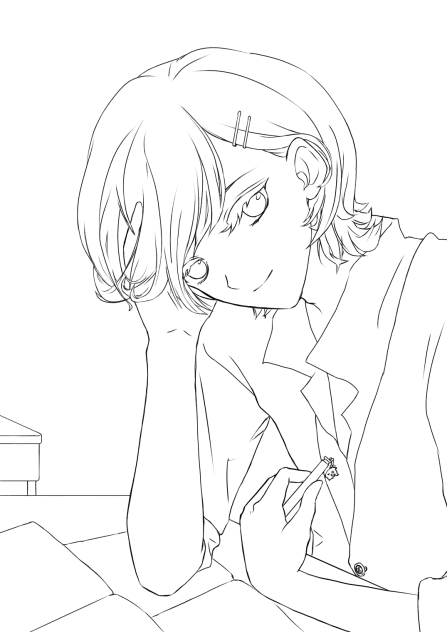 課題終わった？ 線画