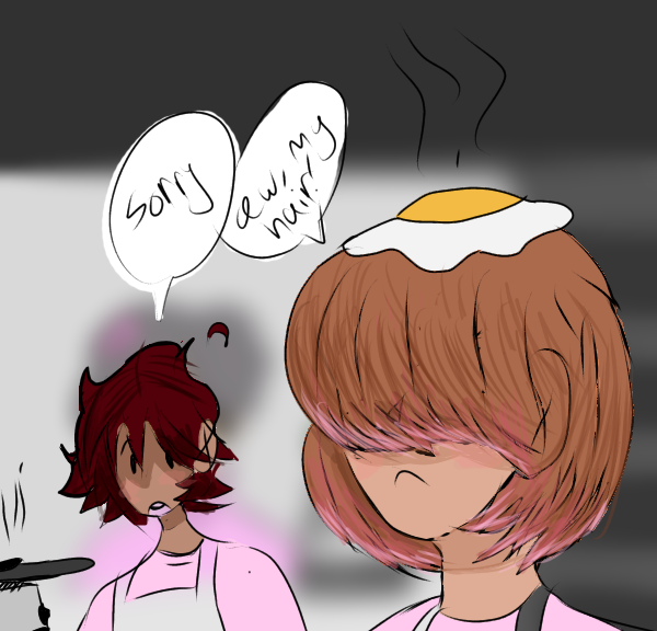 Man spilled egg on girls head - ibisPaint