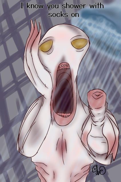 screaming monster pointing at you