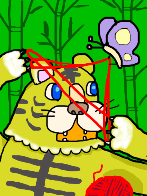 虎と友達とあやとり