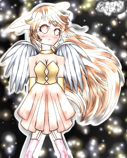 Metal wings on a beautiful angel