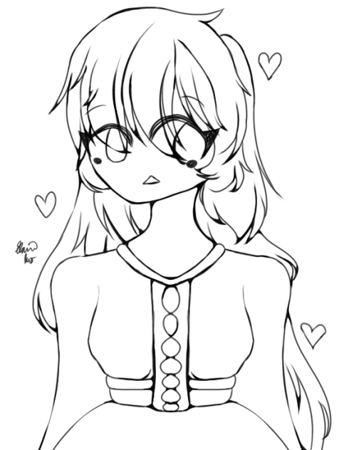 A Girl with Nice Hair Lineart