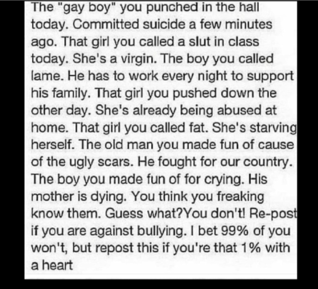 REPOST IF YOUR AGAINST BULLING TO!