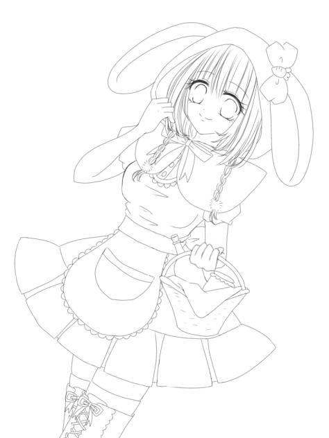 線画うさぎずきんちゃん